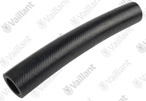 Schwarzer Schlauch mit glatter Oberfläche, dargestellt in gerader Form. Produkt von Vaillant, geeignet für Gasgemischansaugung.